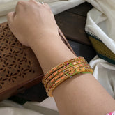 Single Line Kundan Bangle-Line-Orange brown-Glossy-G3687